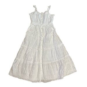 Gap X Doen White Eyelet Dress Buttons Down Front Size Medium Lace Midi